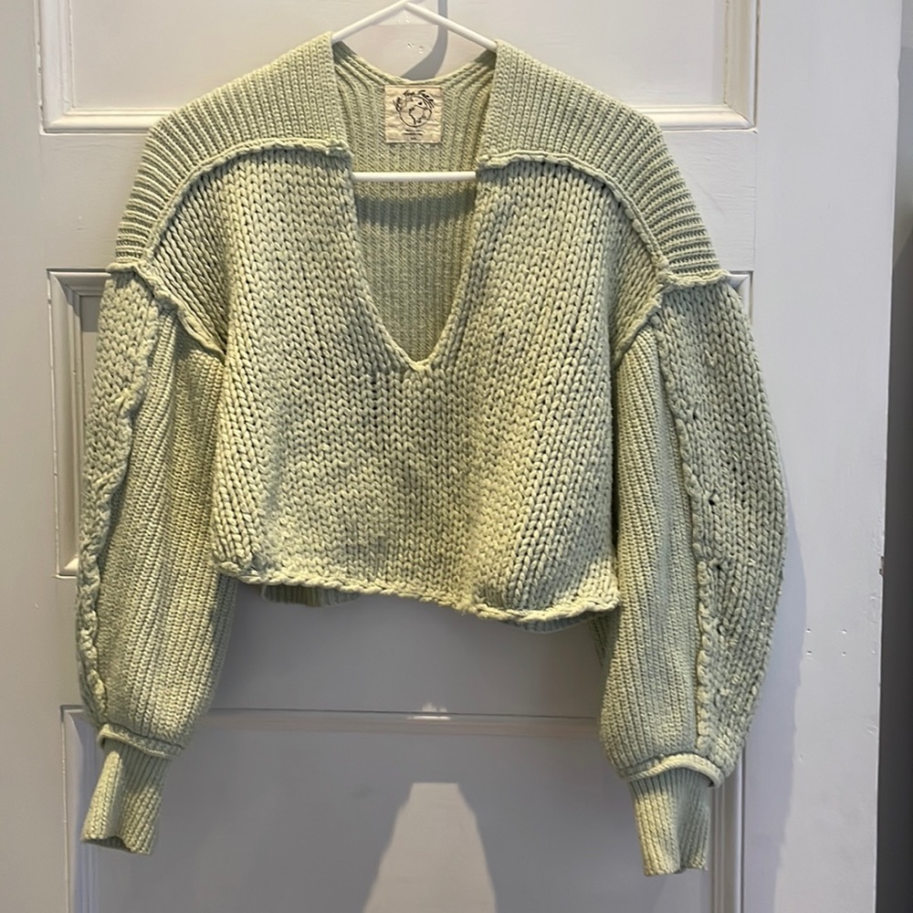 Cropped low neck free people sweater